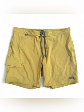 Duluth Trading Co Yellow Board Shorts with Blue Drawstring